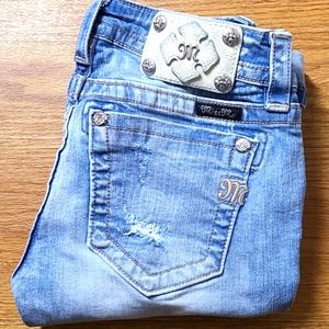 MISS ME VINTAGE WOMENS JEANS 26x19 GIRLS SIGNATURE CUFFED CAPRI DISTRESSED DENIM